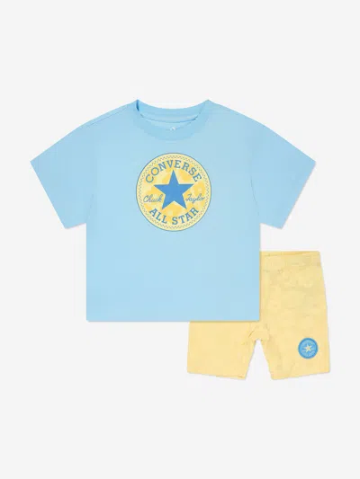 Converse Kids'  Girls Chuck Patch T-shirt And Biker Shorts Set In Yellow