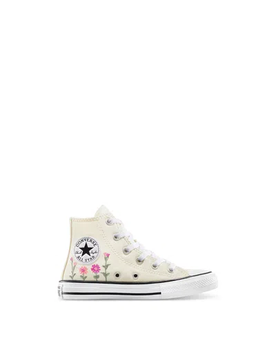 Converse Girls' Chuck Taylor All Star Hi Joyful Florals Lace Up Sneakers - Toddler, Little Kid In Egret/lt Jellyfish Jitter