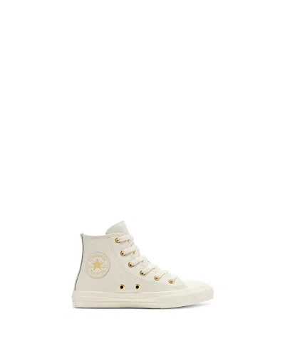 Converse Girls' Chuck Taylor All Star Lace Up Sneakers - Little Kid In Egret/metallic Light Gold