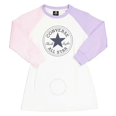Converse Kids'  Girls Colorblock Long-sleeve Logo Baseball Dress In Multi