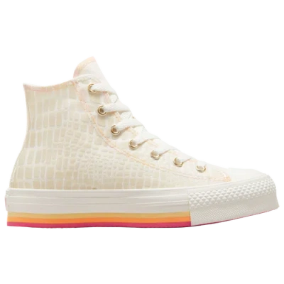 Converse Kids' Girls  Glazed Chrome Chuck Taylor Eva Lift Hi In Orange/pink/egret
