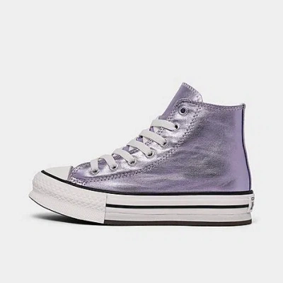 Converse Girls' Little Kids' Chuck Taylor All Star Eva Lift Platform Metallic Casual Shoes In Purple/egret/black
