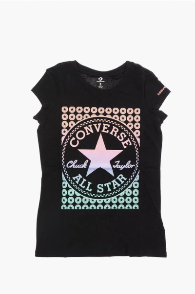 Converse Glittered Jersey T-shirt In Black