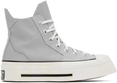 CONVERSE GRAY CHUCK 70 DE LUXE SQUARED HIGH TOP SNEAKERS