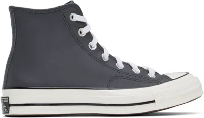 Converse Gray Chuck 70 Heritage Colour Leather High Top Sneakers In Dark Matter/shadow P