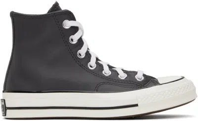 Converse Grey Chuck 70 Heritage Leather High Top Trainers In Dark Matt/shdw Purp