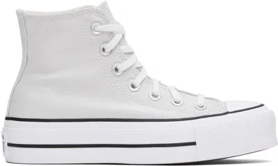 Converse Gray Chuck Taylor All Star Lift Platform High Top Sneakers In White