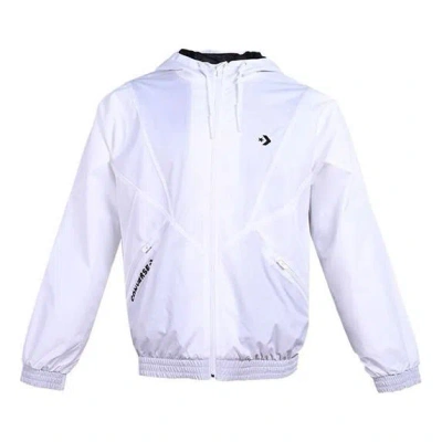 Converse Hooded Drawstring Zipper Pocket Jacket White