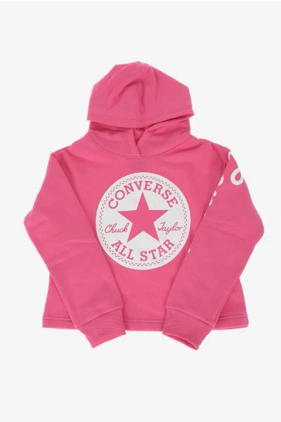 Converse Hooded Printed Sweatshirt In Pink
