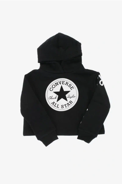 Converse Hooded Printed Sweatshirt In Black