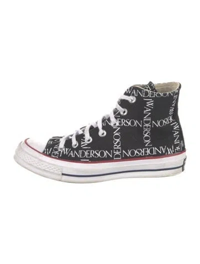 Pre-owned Converse J.w. Anderson Canvas Printed Sneakers In Black