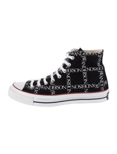 Pre-owned Converse J.w. Anderson Canvas Printed Sneakers In Black