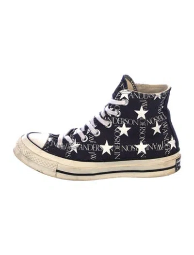 Pre-owned Converse J.w. Anderson Canvas Printed Sneakers In Blue