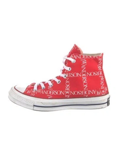 Pre-owned Converse J.w. Anderson Canvas Printed Sneakers In Red