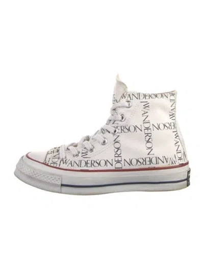 Pre-owned Converse J.w. Anderson Canvas Printed Sneakers In White