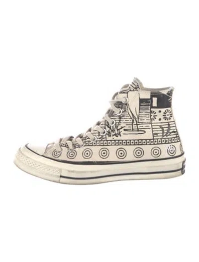 Pre-owned Converse J.w. Anderson Canvas Printed Sneakers In White