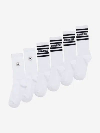 Converse Kids Chuck Patch 6 Pack Socks Set In White
