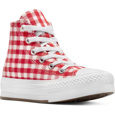 Converse Kids' Chuck Taylor All Star Eva Lift Gingham Canvas High Top Platform Sneaker