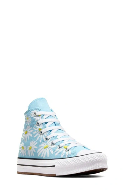 Converse Kids' Chuck Taylor® All Star® Eva Lift High Top Platform Trainer In True Sky/ Dandy Lion/ White