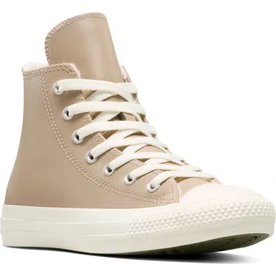 Converse Kids' Chuck Taylor All Star Fleece Lined Leather High Top Sneaker In Brown