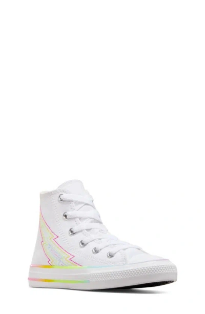 Converse Kids' Pride Chuck Taylor® All Star® High Top Sneaker In White/ White/ Chaos Fuschia