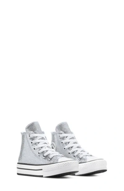 Converse Kids' Chuck Taylor All Star Lift Disco High Top Platform Sneaker In Silver