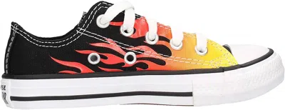 Converse Kids Chuck Taylor All Star Ox Low Sneakers In Black Textile In Orange