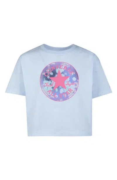 Converse Kids' Floral Logo Graphic Print T-shirt In Agate Blue