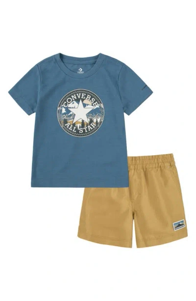 Converse Kids' Geared Up Graphic T-shirt & Shorts Set In Green