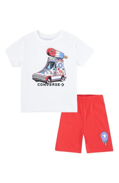 Converse Kids' Ice Cream Truck Graphic T-shirt & Shorts Set In Siren Red