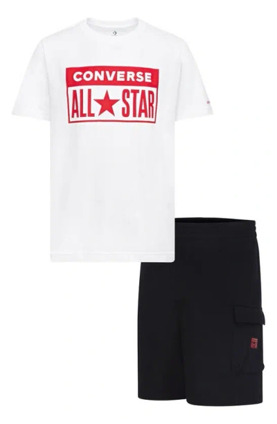 Converse Kids' License Plate Logo T-shirt & Shorts Set In White