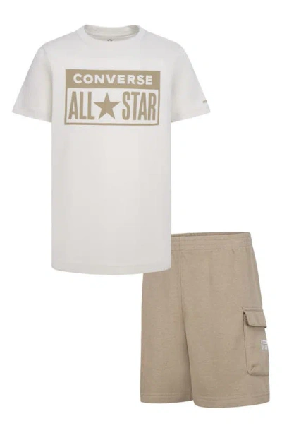 Converse Kids' License Plate Logo T-shirt & Shorts Set In Neutral