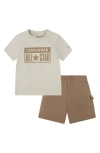 Converse Kids' License Plate T-shirt & Cargo Shorts In Coffee Rum