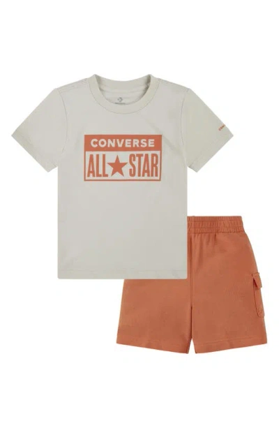 Converse Kids' License Plate T-shirt & Cargo Shorts In Pale Magma