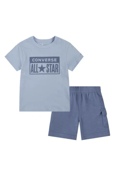 Converse Kids' License Plate T-shirt & Cargo Shorts In Blue
