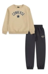 Converse Kids' Logo Fleece Graphic Sweatshirt & Joggers Set In Neutral