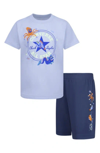 Converse Kids' T-shirt & Shorts Set In Blue