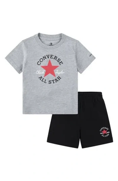 Converse Kids' T-shirt & Shorts Set In Dark Grey Heather/black