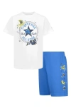Converse Kids' T-shirt & Shorts Set In Dial Up Blue