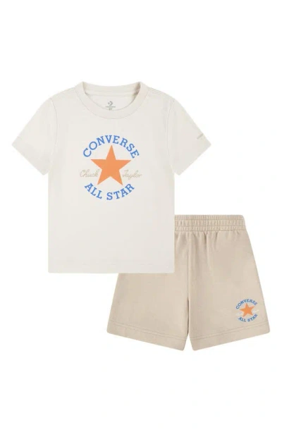 Converse Kids' T-shirt & Shorts Set In Nutty Granola
