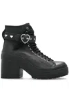 Converse Leather Combat Boots In Black