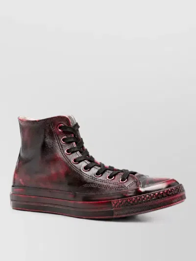 Converse Leather Lace-up Sneakers In Burgundy