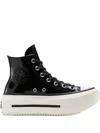 Converse Leather Platform Sneakers In Black