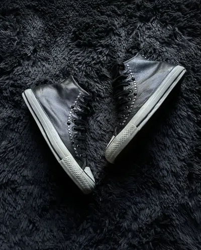 Pre-owned Converse Leather Studded  Shoes In Black