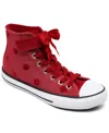 Converse Little Girls Chuck Taylor All Star Bows High Top Fastening Strap Casual Sneakers From Finish Line In Red
