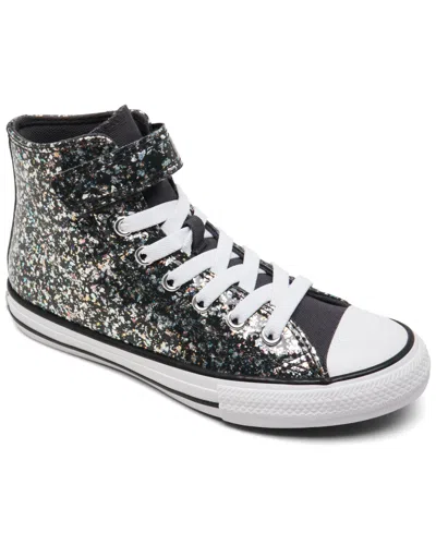 Converse Kids' Little Girls Chuck Taylor All Star Glitter Easy-on Casual Sneakers From Finish Line In Dark Matter