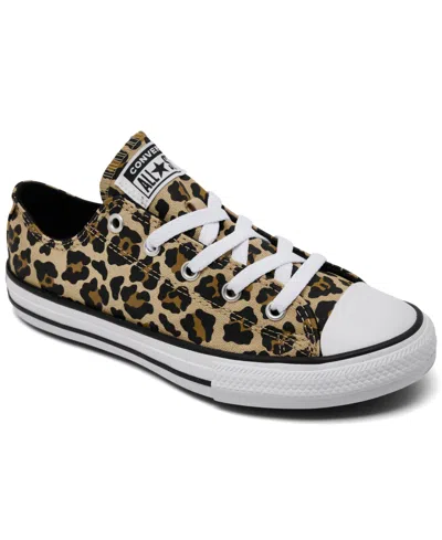 Converse Kids' Little Girls Chuck Taylor All Star Leopard Print Lifestyle Sneakers From Finish Line In Brown