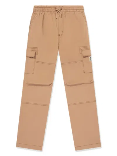 Converse Kids' Logo-appliqué Drawstring Cargo Trousers In Brown
