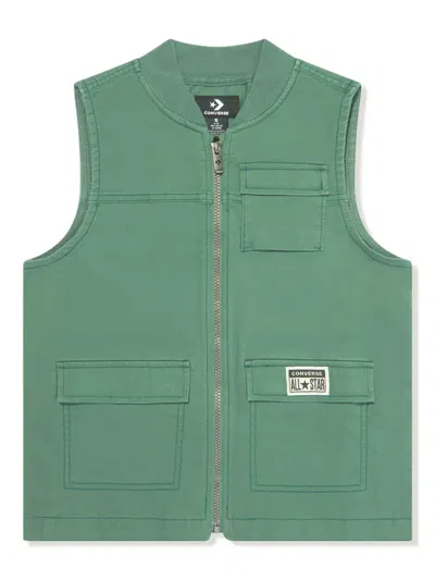 CONVERSE LOGO-APPLIQUÉ ZIP-UP GILET