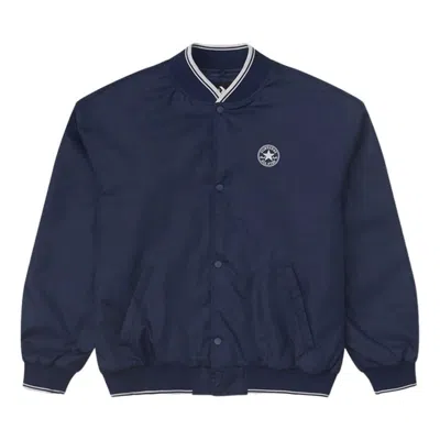 Converse Logo Baseball Jacket 'navy' In Blue